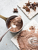 Cocoa powder and sugar mixed together