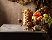Still life with fruit and wild fowl