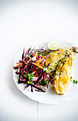 Chicory grilled with cheddar, coleslaw