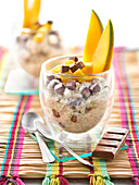 Coconut Milk Rice Pudding With Mango And Milka Chocolate Flakes