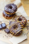 Donuts with chocolate frosting