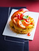 Lobster, Clementine, Pomegranate and Basil Tart