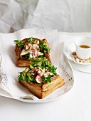 Fig, prosciutto and watercress tarts