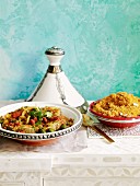 Fish tagine served with couscous