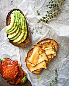Vegetable toasted sandwich trio
