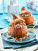 Pumpkins stuffed with veal,chestnuts and chanterelles with Amora mustard