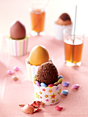 Brownie Easter egg in a Smartie nest