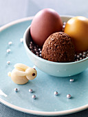 Brownie Easter egg and an almond paste rabbit