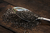 Chia seeds on a spoon