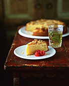 Polenta cake with almonds and raspberries