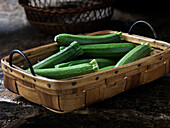Basket with courgettes