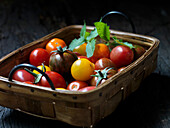 Basket of mixed cherry tomatoes