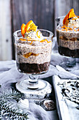 Trifle with chocolate and candied tangerines