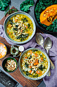 Beans pumpkin and kale soup