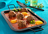 Kefta with eggs and tomato sauce