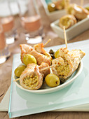 Turkey, green tapenade and anchovy rolls