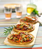 Chorizo and diced vegetable pizza