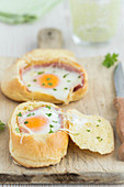Small bread stuffed with egg and ham
