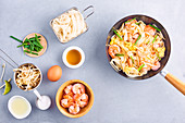 Shrimp Pad Thai-style wok