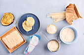 Assortment of rice and pasta