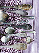 Various antique silver spoons