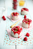 Raspberry and pistachio mini cheesecakes