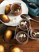 Orange and honey madeleines with chocolate mousse