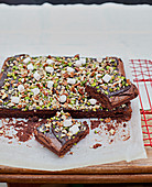 Chocolate,pistachio,pecan and marshmallow cake