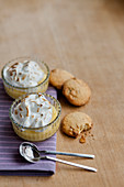 Lemon curd with meringue topping,shortbreads