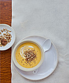 Cream of corn soup with crushed chestnuts