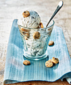 Stracciatella ice cream with mini chocolate chip biscuits