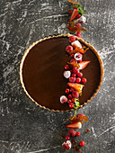 Chocolate Tart With Red Fruit Decoration