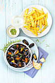 Moules frites (mussels with chips, Belgium)