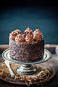 One bowl chocolate cake with chocolate cream cheese frosting