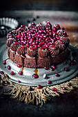Chocolate chip cake with pomegranate