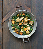 Pan-Fried Spinach With Pleurotus Mushrooms