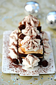 Ganache meringue log cake