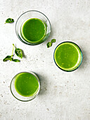 Green juice from broccoli leaves and basil