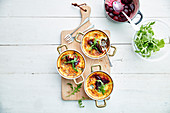 Mini fish casserole with French cod, beetroot, and hazelnuts