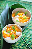 Mango and lychee fruit salad with mint