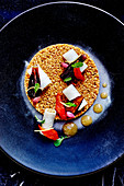 Barkoukech mit Olivenpaste und Cannelloni mit gefüllter Sepia und Auberginenkaviar