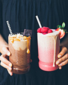 Chocolate and raspberry smoothies