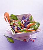 Spinach,purple potato and shrimp salad