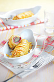 Chicory and ham flaky pastry rolls