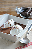 Iles Flottantes (Eischneenocken) auf Schokoladensauce