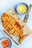 Easter flaky pastry fish with tomato puree
