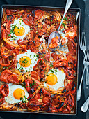 Shakshouka with peppers and onions