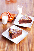 Peanut butter chocolate cake slices
