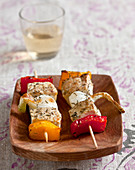Tofu and vegetable brochettes