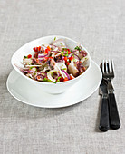 Octopus,onion and pepper salad